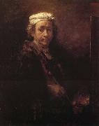 Rembrandt van rijn Autoportrait au chevalet Spain oil painting artist
